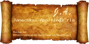 Janecskai Apollinária névjegykártya